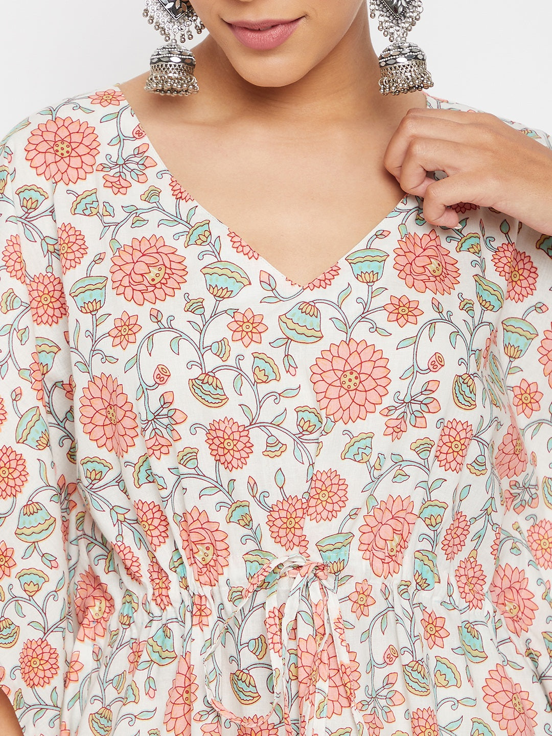 Women Off White Ethnic Motifs Printed Pure Cotton Kurta with Trousers