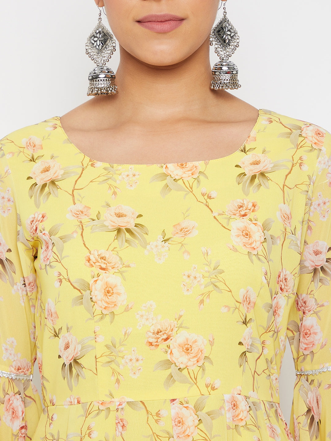 Women Yellow Floral Print Sharara Set With Dupatta