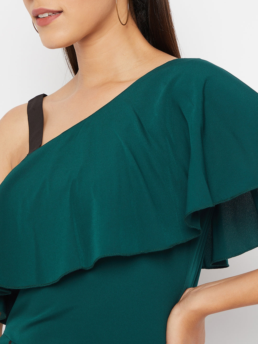 Green Basic Jumpsuit with Ruffles