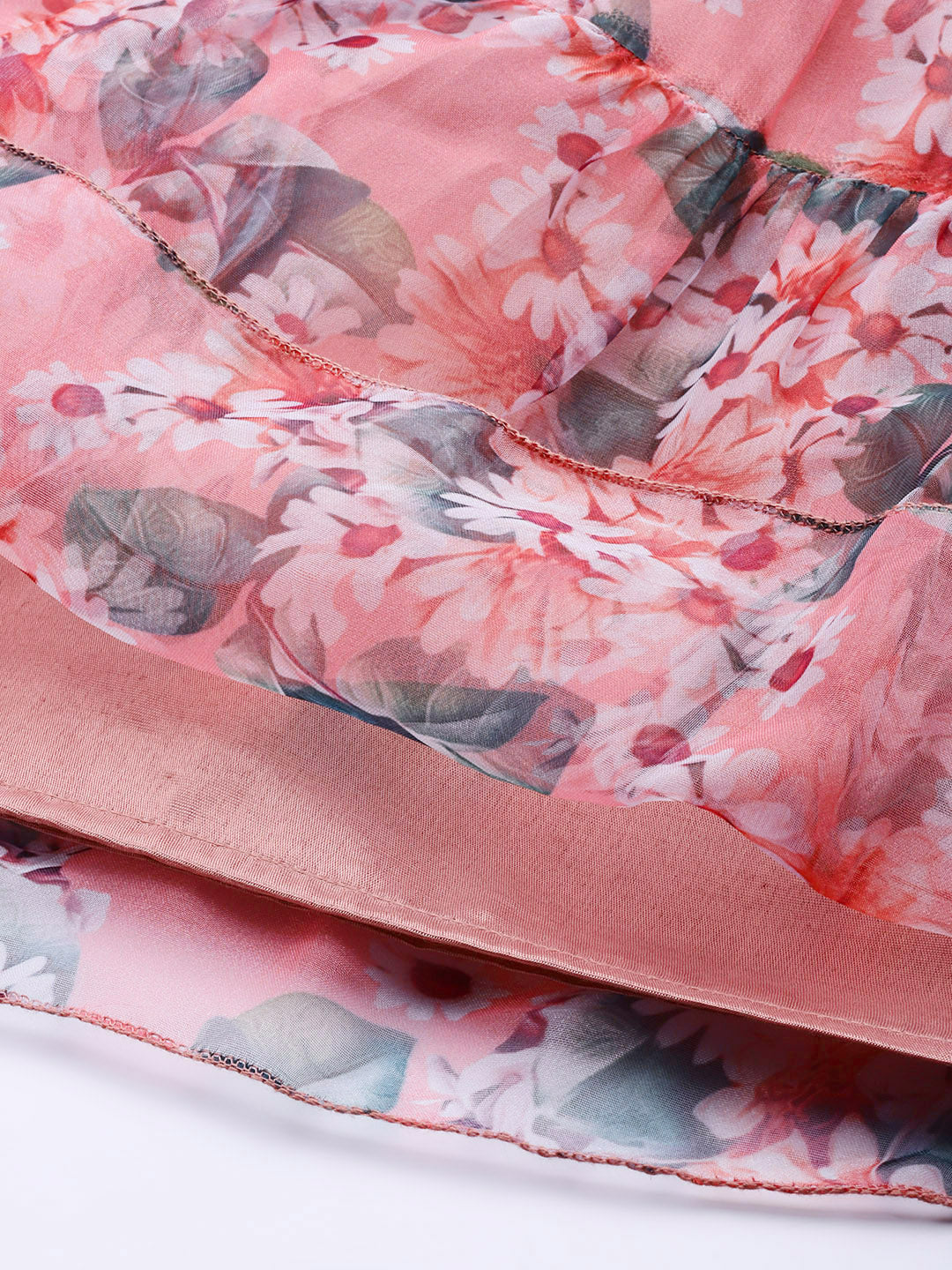 PANIT Peach-Coloured Floral Fit And Flare Dress