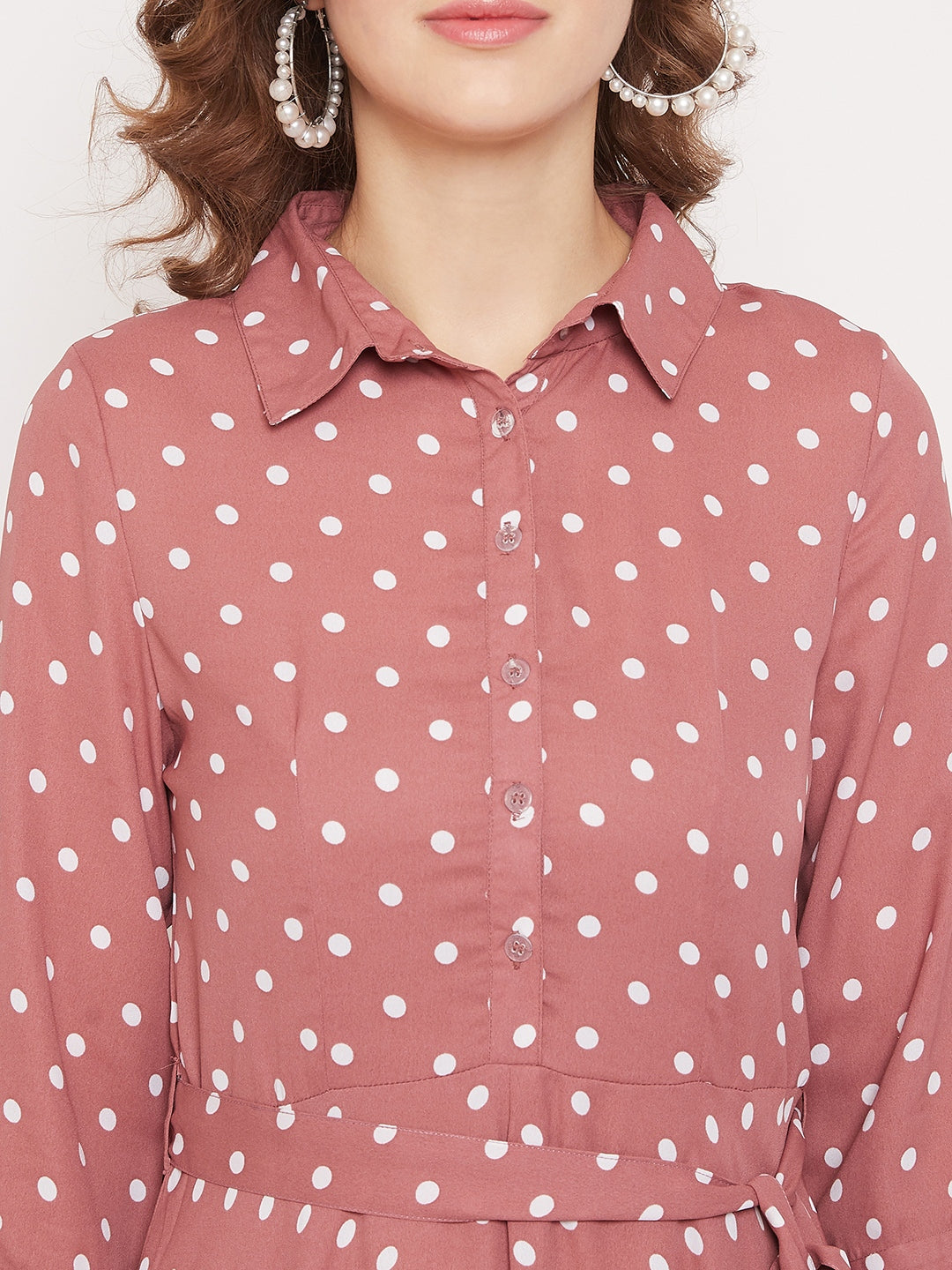 Women Pink Printed Fit and Flare Dress