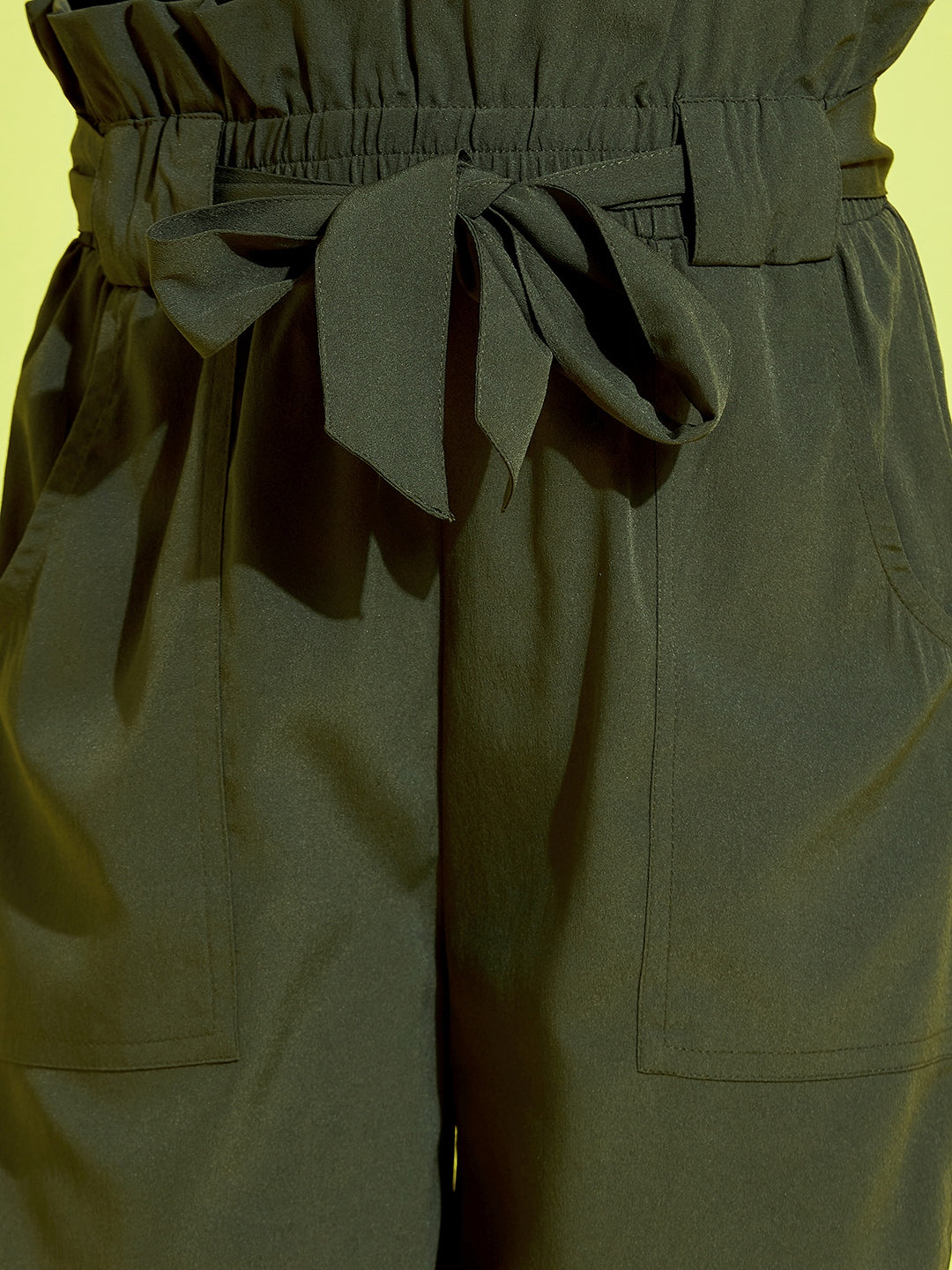 Girls Olive Solid Peg Trouser