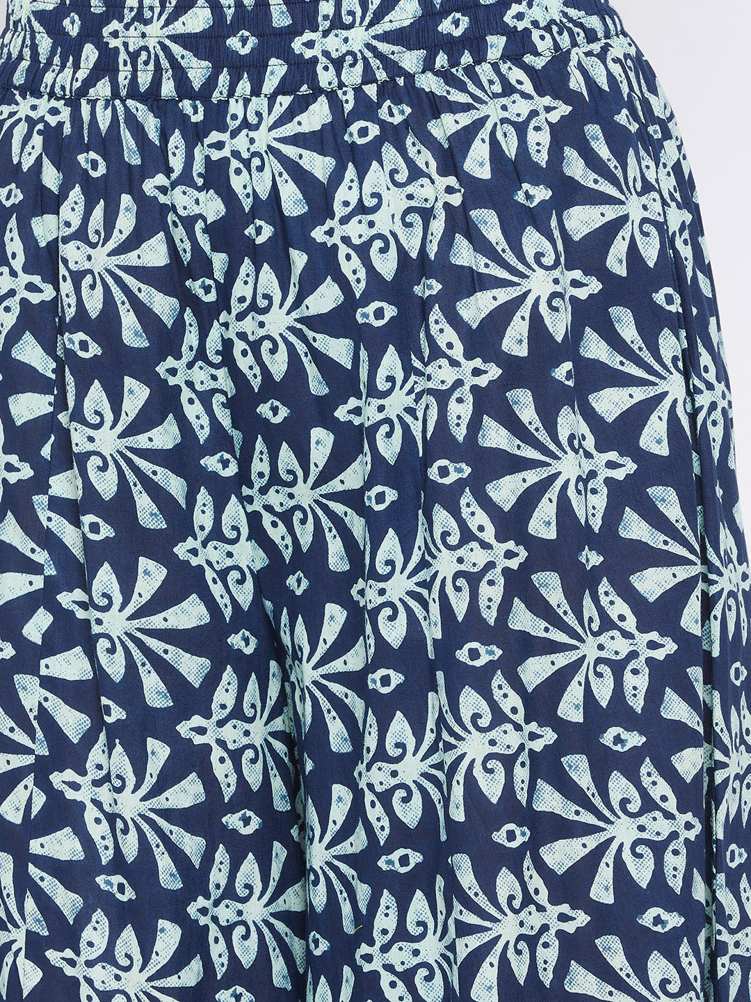 Women Navy Blue Flared Printed Palazzos