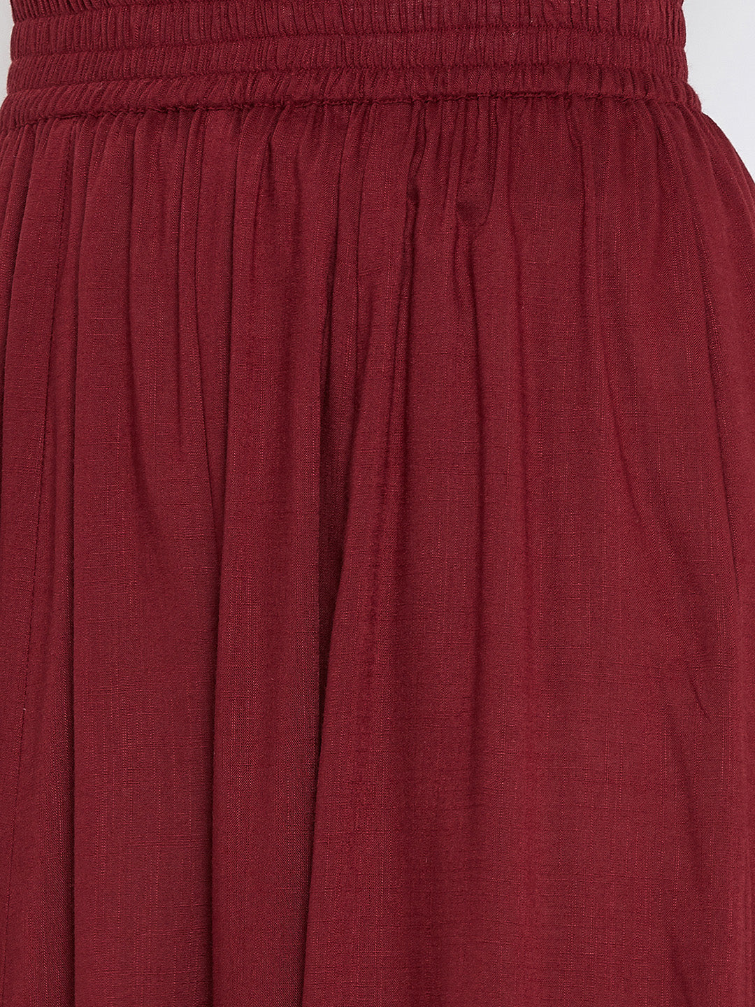 Women Maroon Flared Solid Palazzos