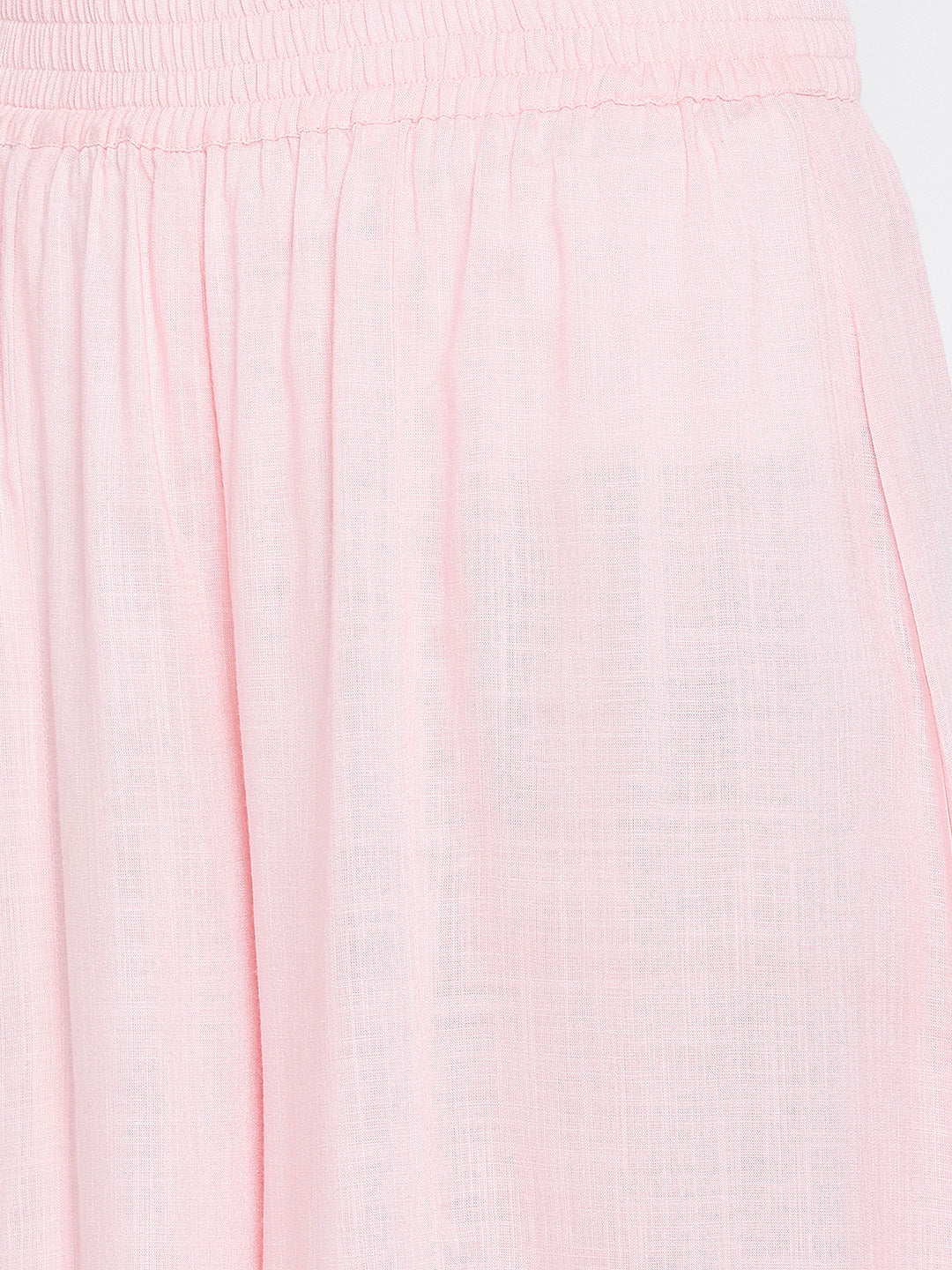 Women Pink Relaxed Flared Solid Parallel Trousers