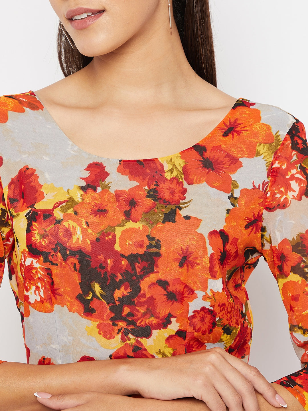 Multicoloured Floral Print Maxi Dress