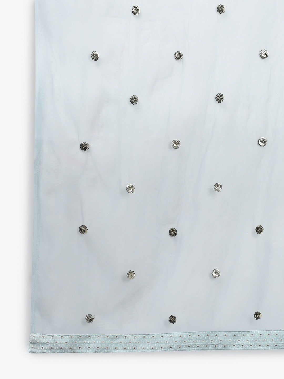 PANIT Women Aqua Blue Ethnic Motifs Embroidered Kurta with Trousers Dupatta