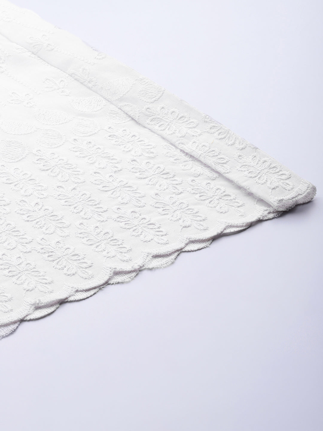 Women White Floral Embroidered Cotton Palazzos