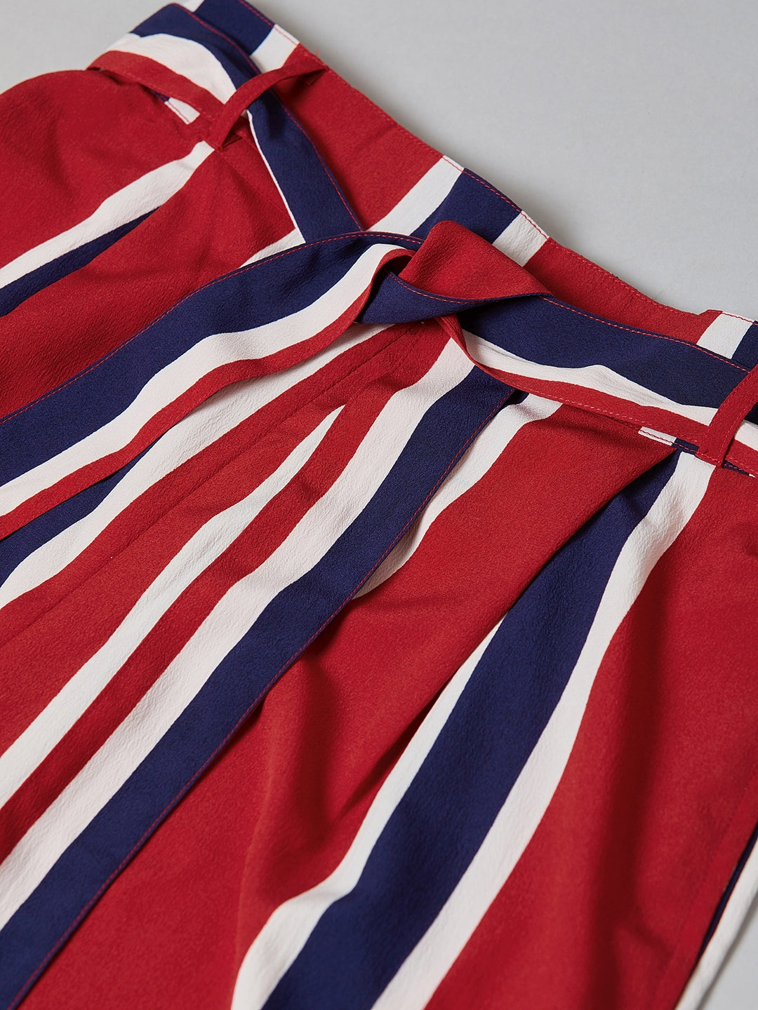 PANIT Women Red & Blue Striped Flared Trouser