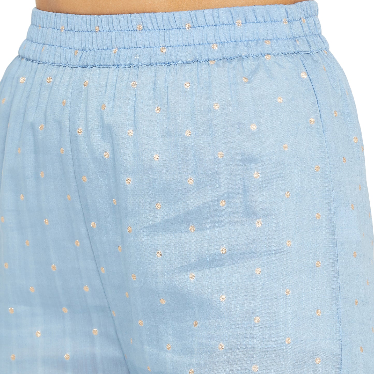 Lemon Lurex Kurta With Blue Trouser