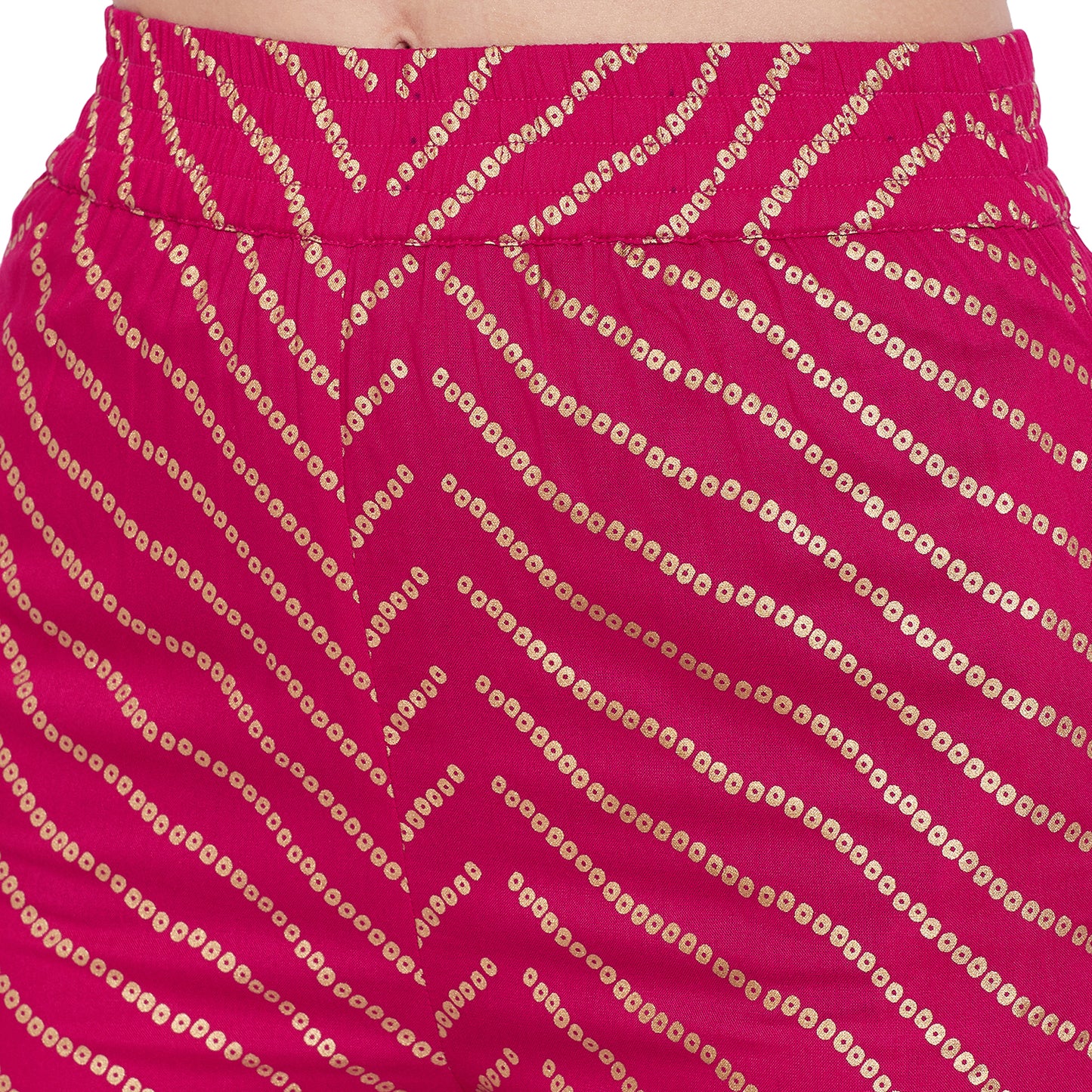 Fuchsia foil printed kurta set