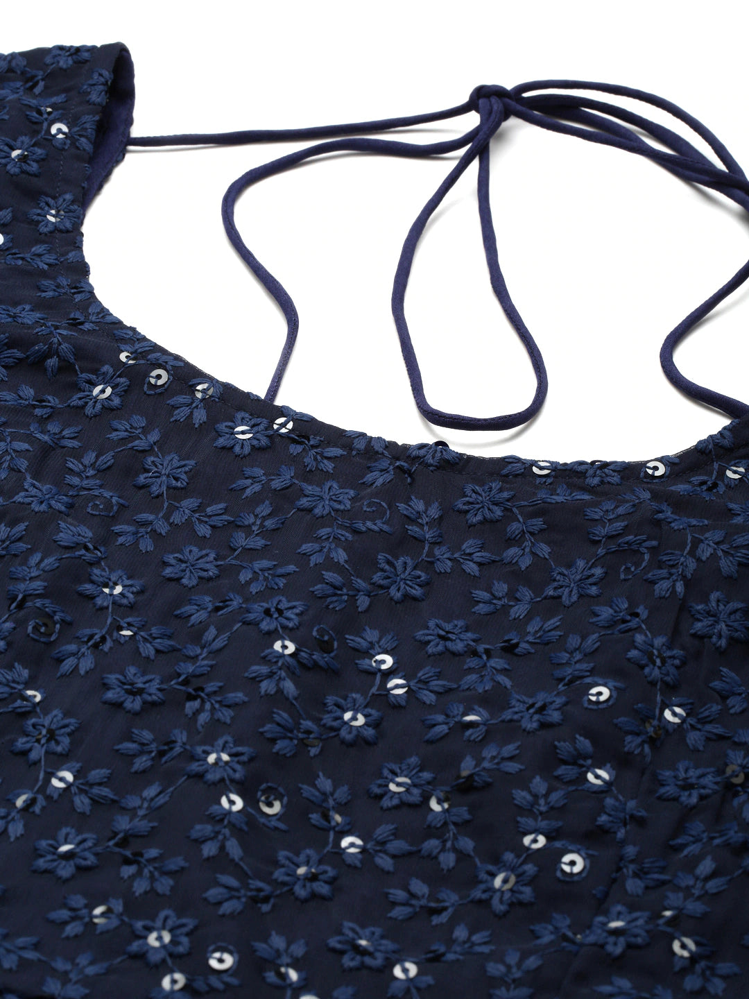 PANIT Women Navy Blue Ethnic Motifs Embroidered Ethnic Maxi Dress