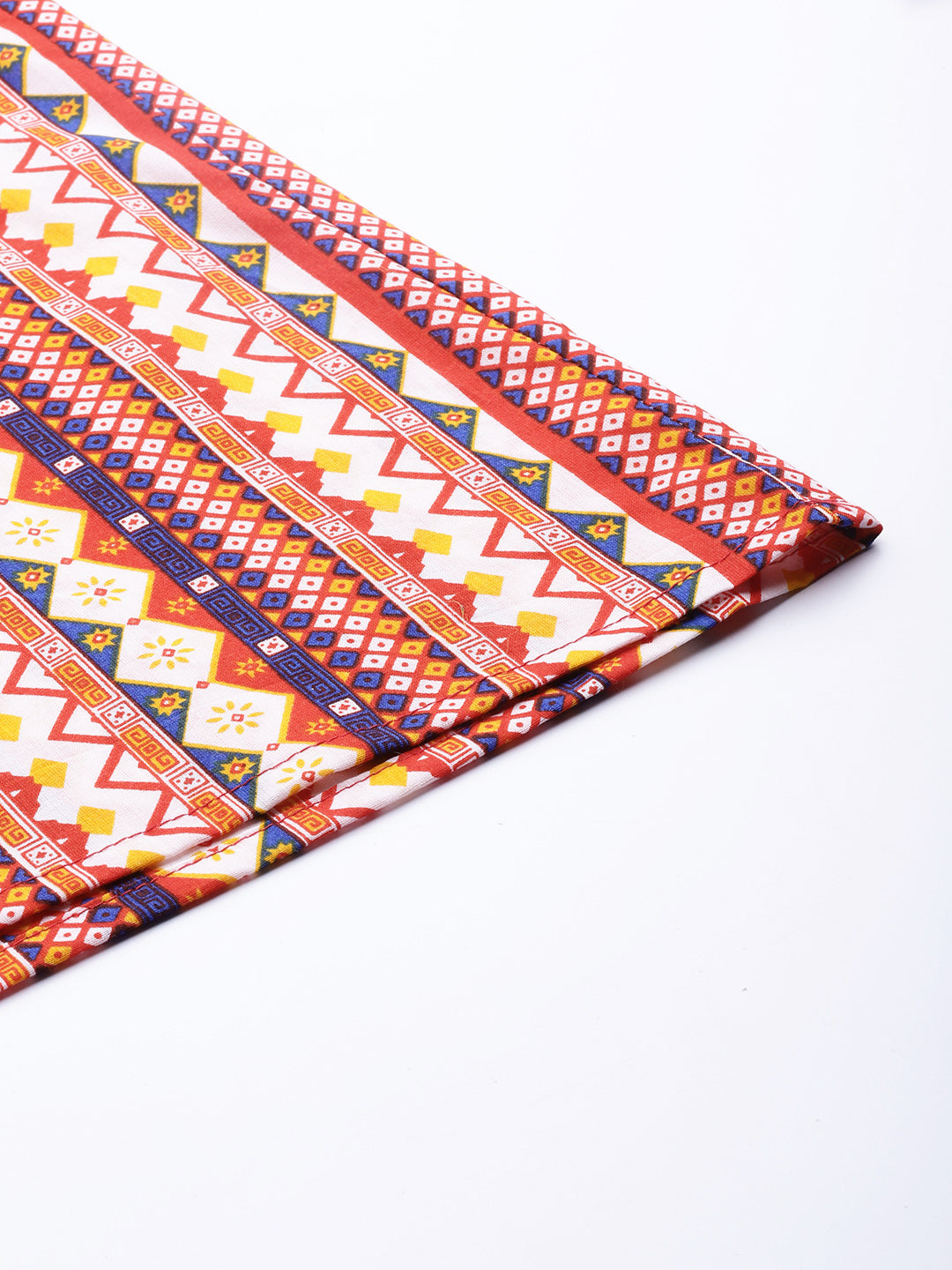 Women Off White & Orange Printed Cotton Palazzos