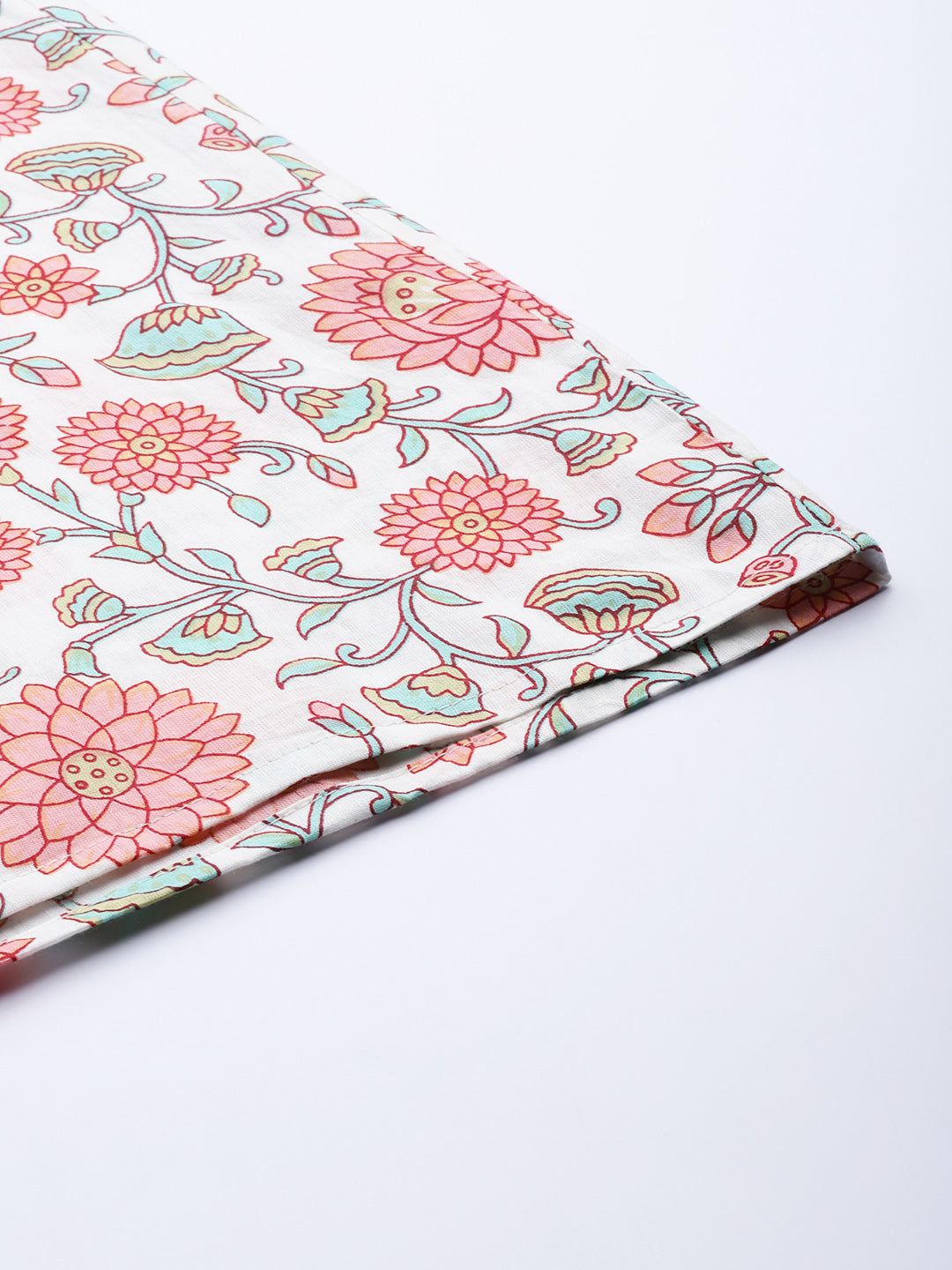 Women Off White & Green Ethnic Motifs Printed Cotton Palazzos