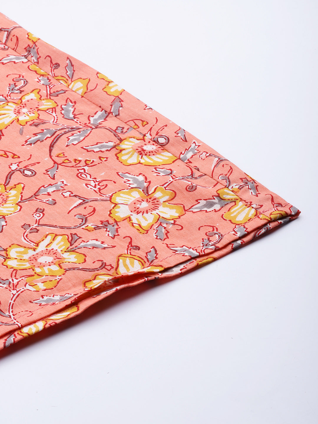 Women Coral Pink & Yellow Floral Printed Cotton Palazzos
