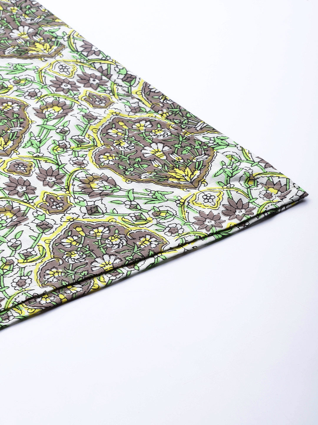 Women White Green & Grey Floral Printed Ethnic Cotton Palazzos