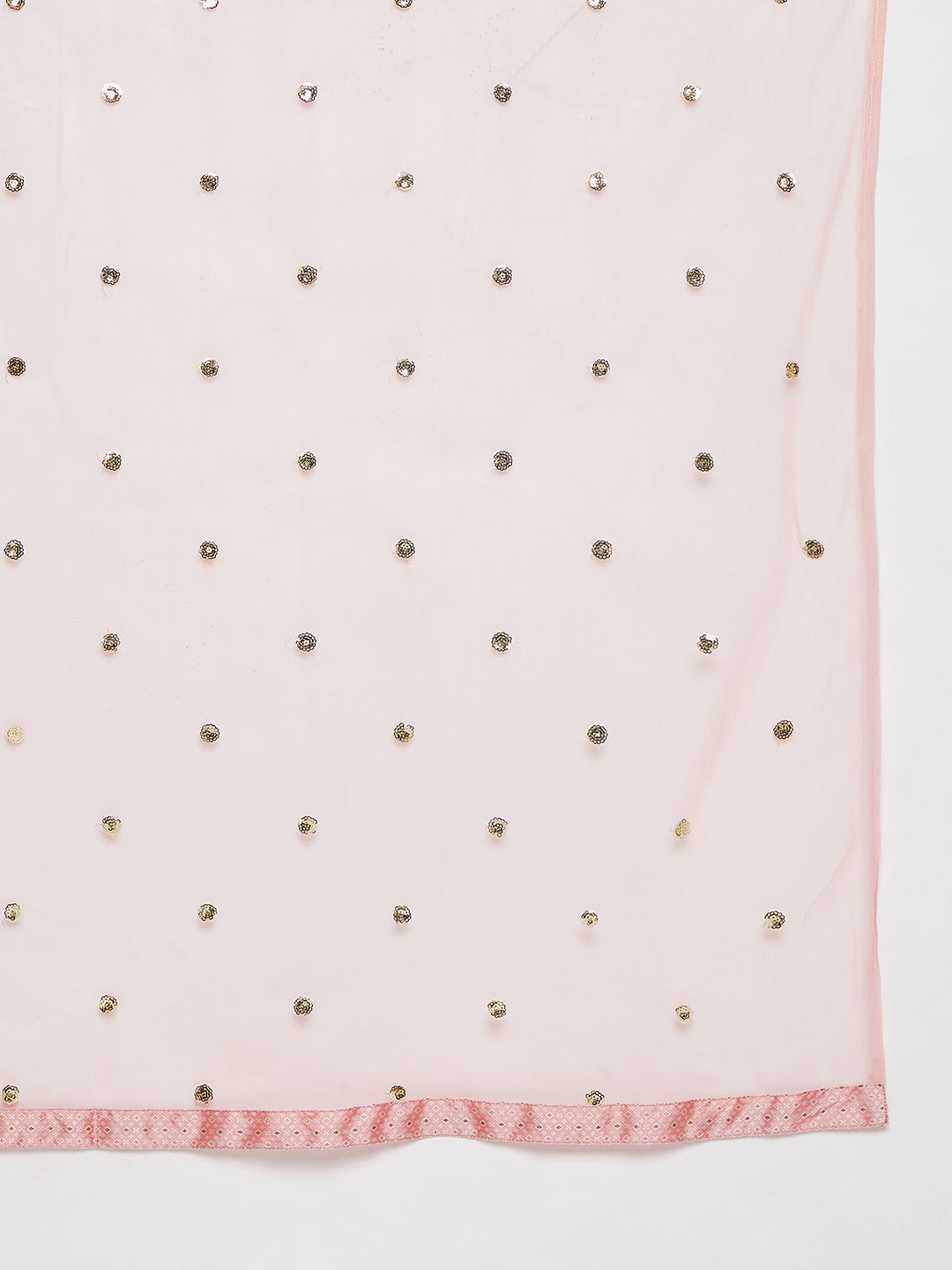 Women Rose Gold Pleated Golden Thread Work Kurta Set With Trouser And Dupatta