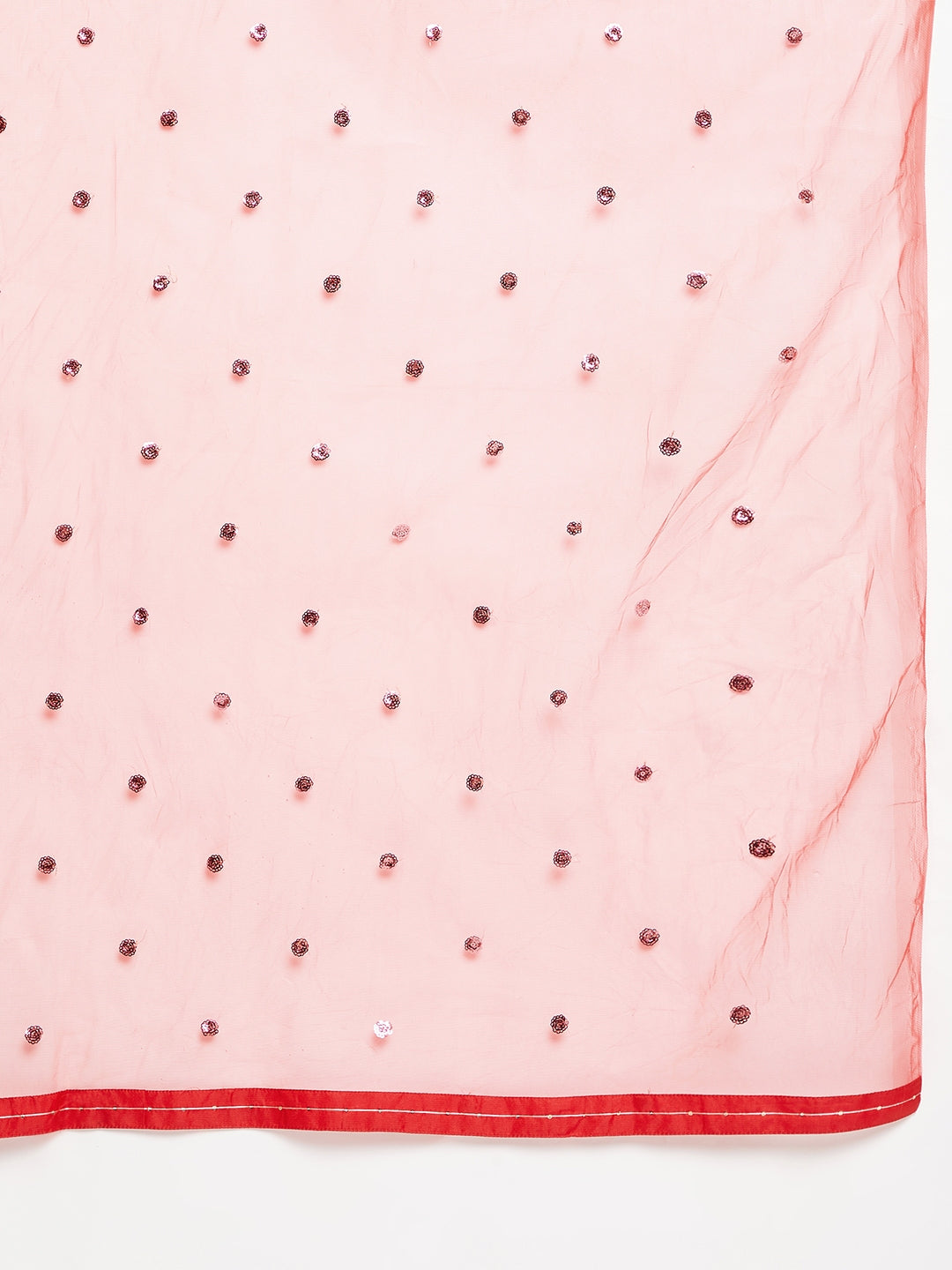 Women Red Sequin Straight Kurta Set with Dupatta