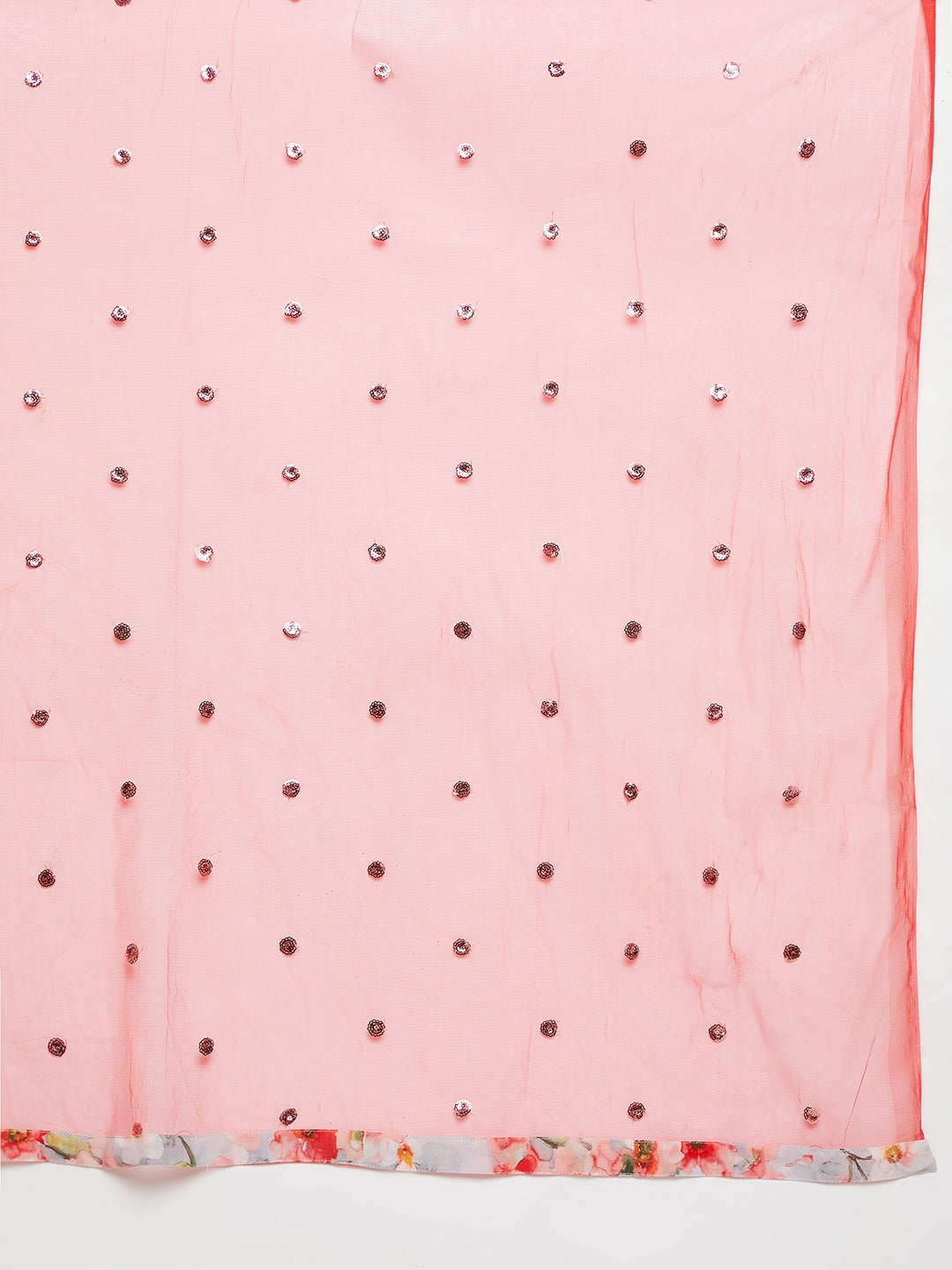 Women Off-White Floral Printed Regular Top with Skirt & With Dupatta