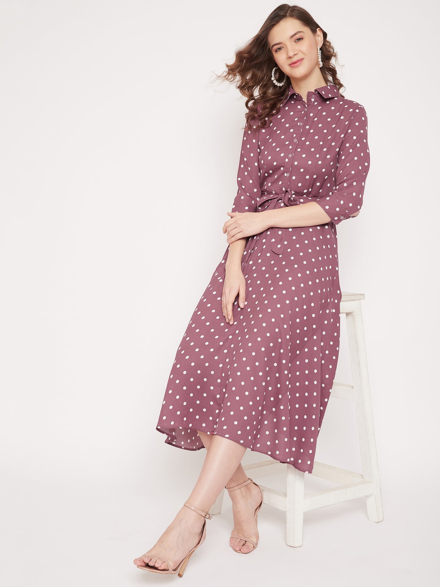Women Mauve Printed Shirt Dress