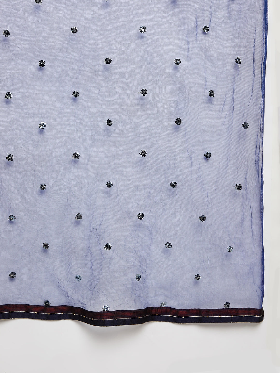 Women Maroon Blue Sequin Straight Kurta Set with Dupatta