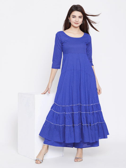 PANIT Women Blue Ethnic Motifs Printed Kurta