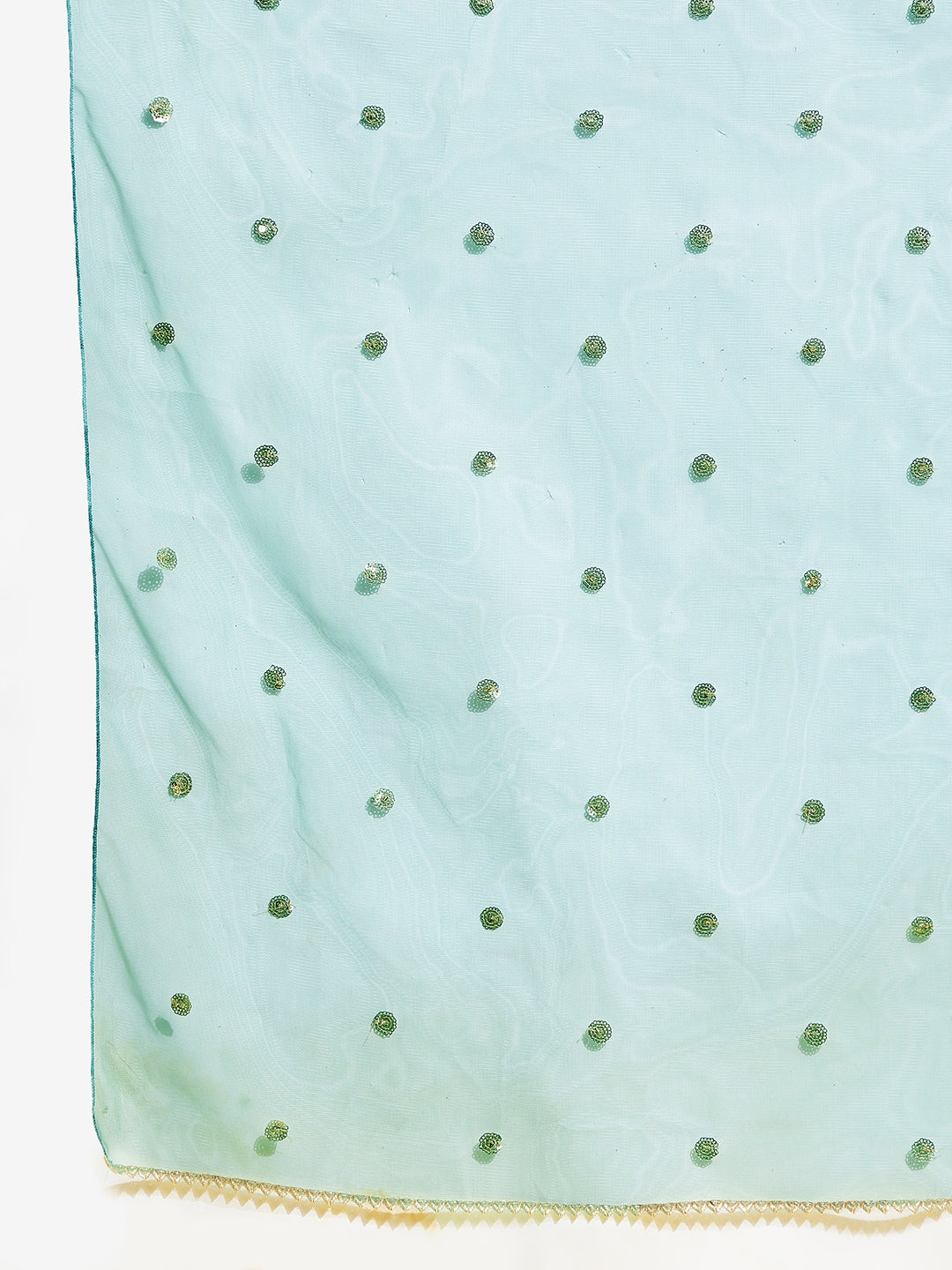 Girls Green Ethnic Motifs Embroidered Empire Kurta with Sharara & Dupatta