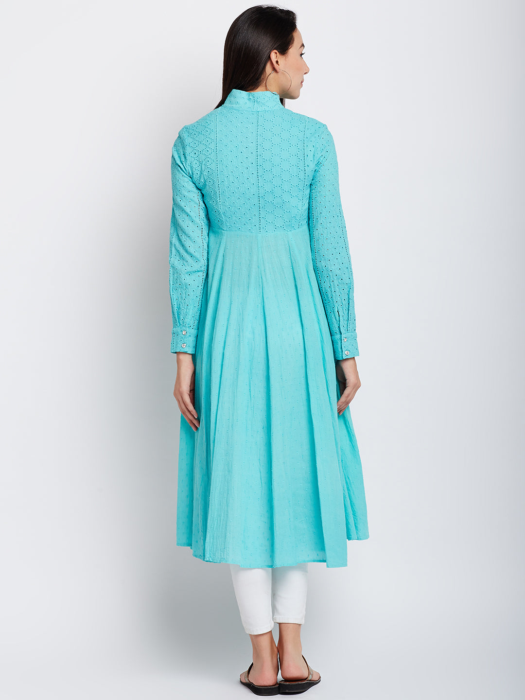 Blue Color Chikankari Anarkali Kurta