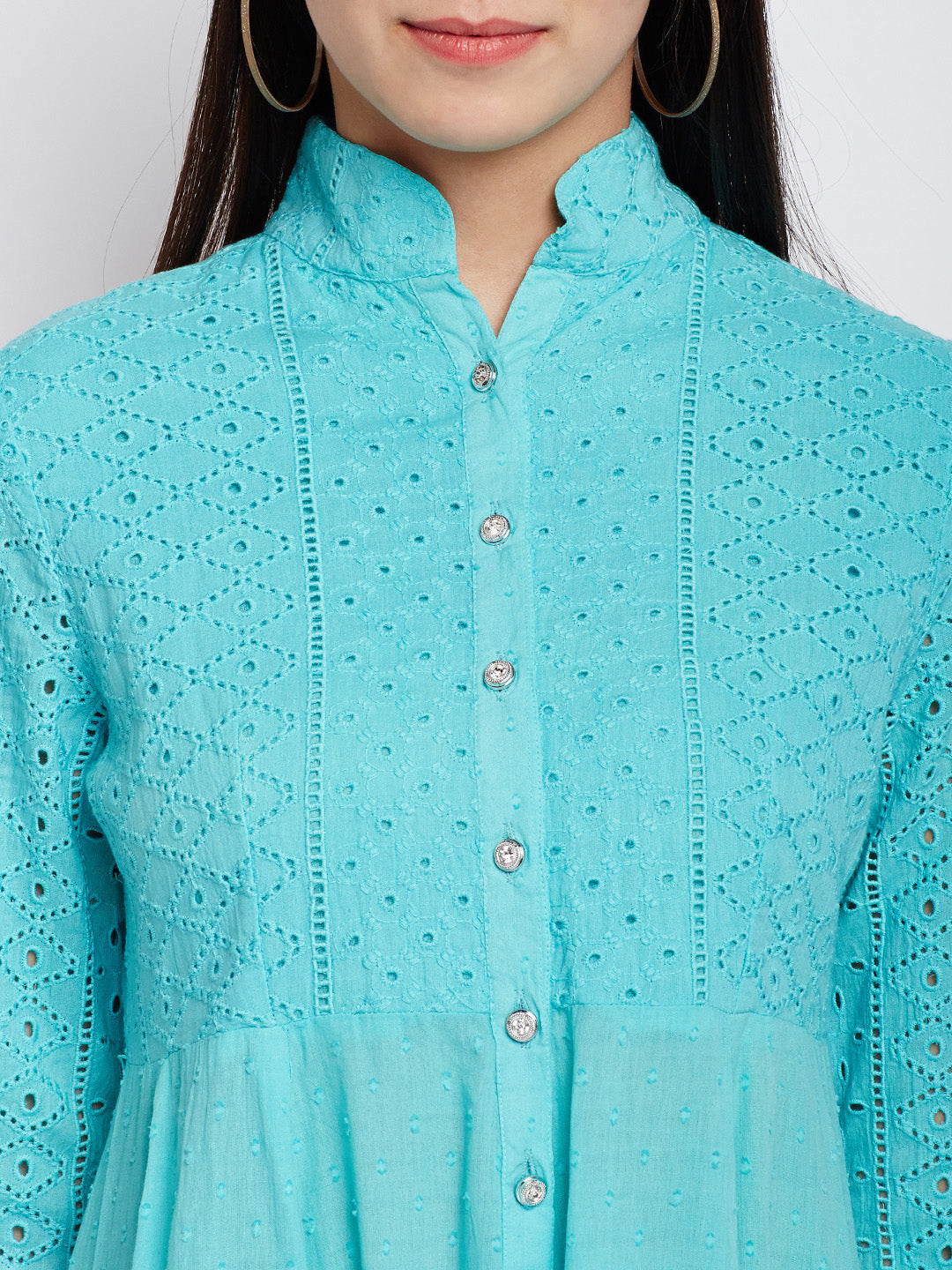Blue Color Chikankari Anarkali Kurta