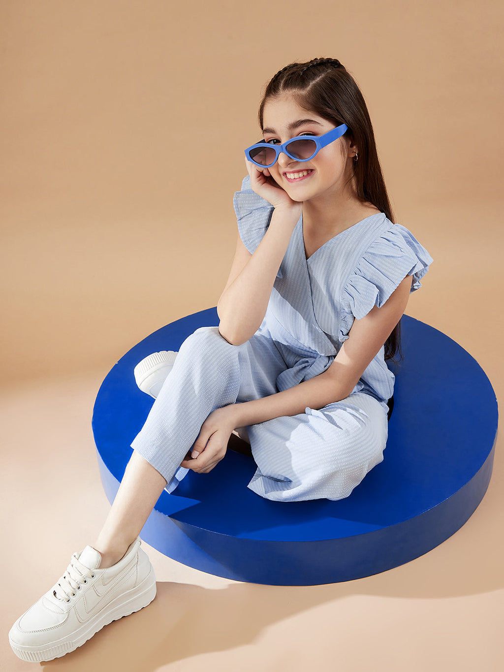 Girls Blue Basic Jumpsuit