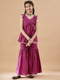 Girls Floral Printed Kurti With Sharara