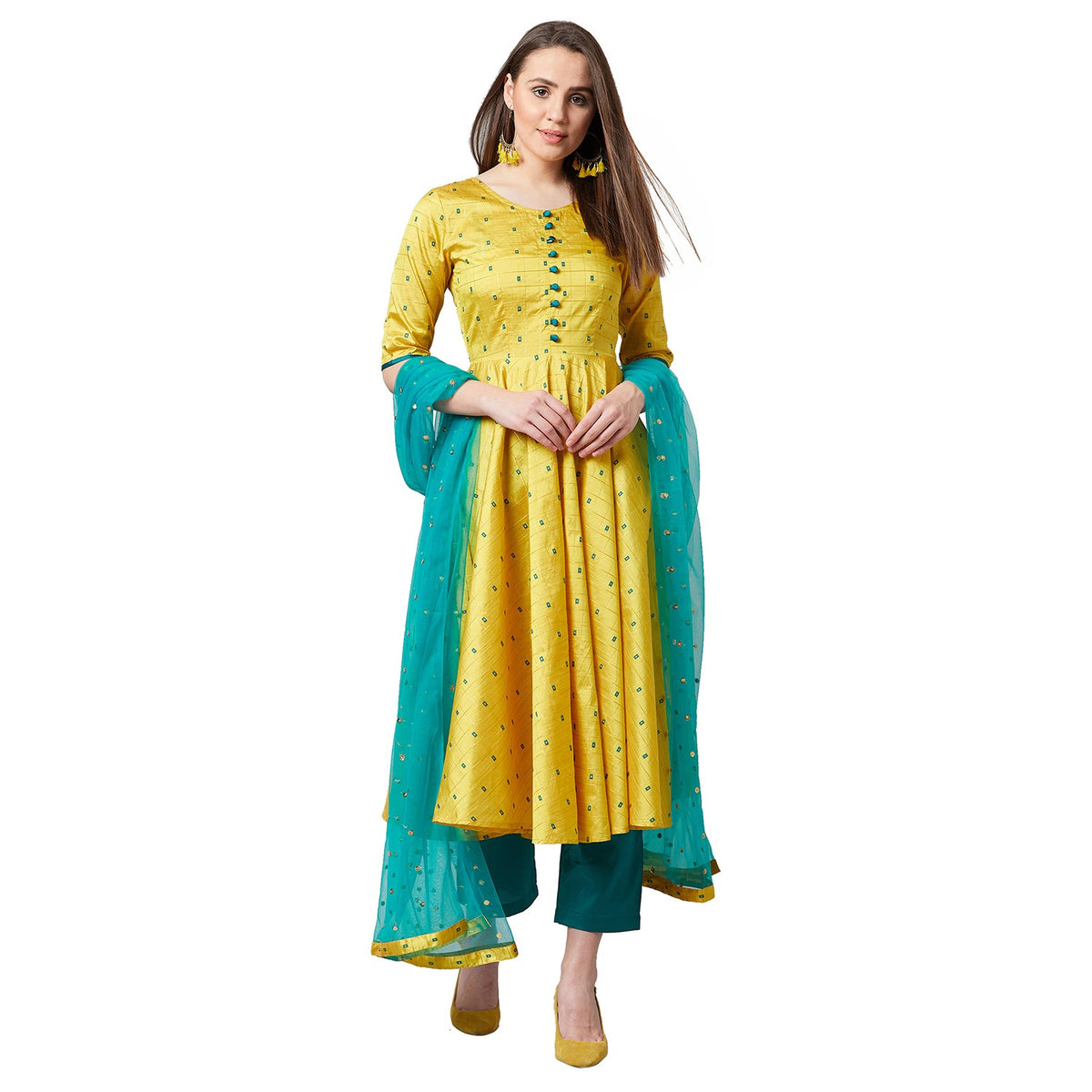 Women Anarkali Kurta And Pants Set