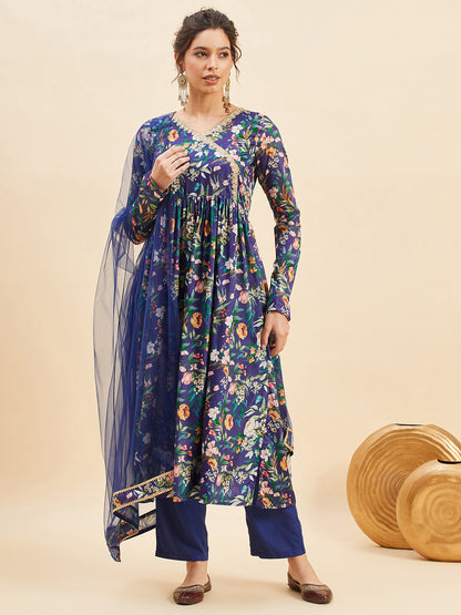 Angrakha Anarkali Kurta With Trousers & Dupatta