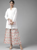 Women Off White & Green Ethnic Motifs Printed Cotton Palazzos