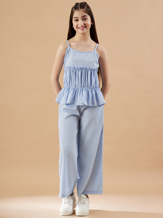 Girls Blue Top with Trousers Set