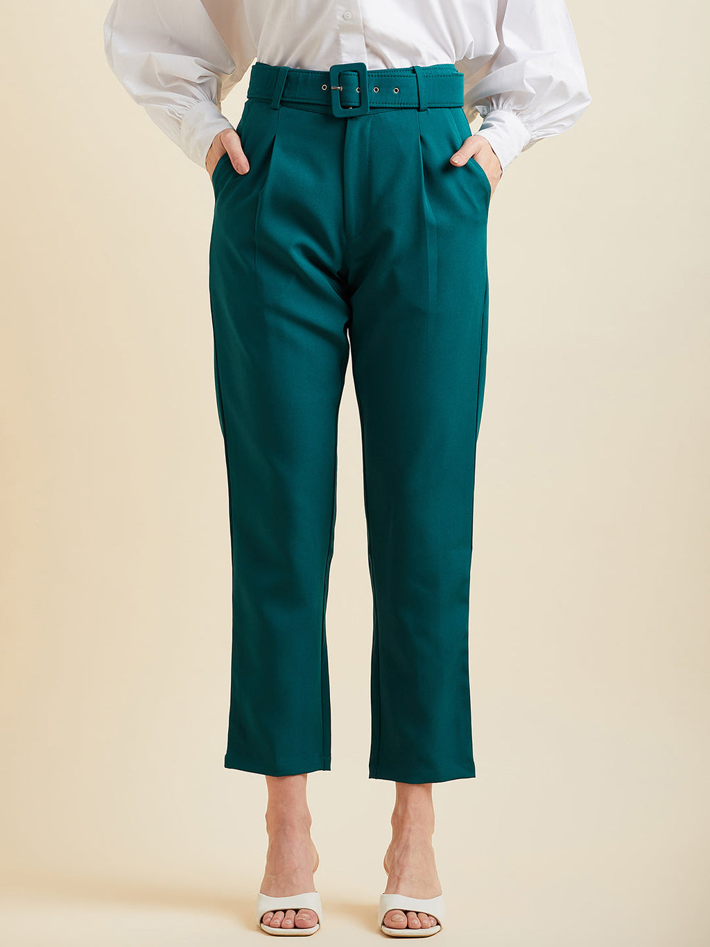 Comfort High-Rise Pleated Formal Peg Trousers