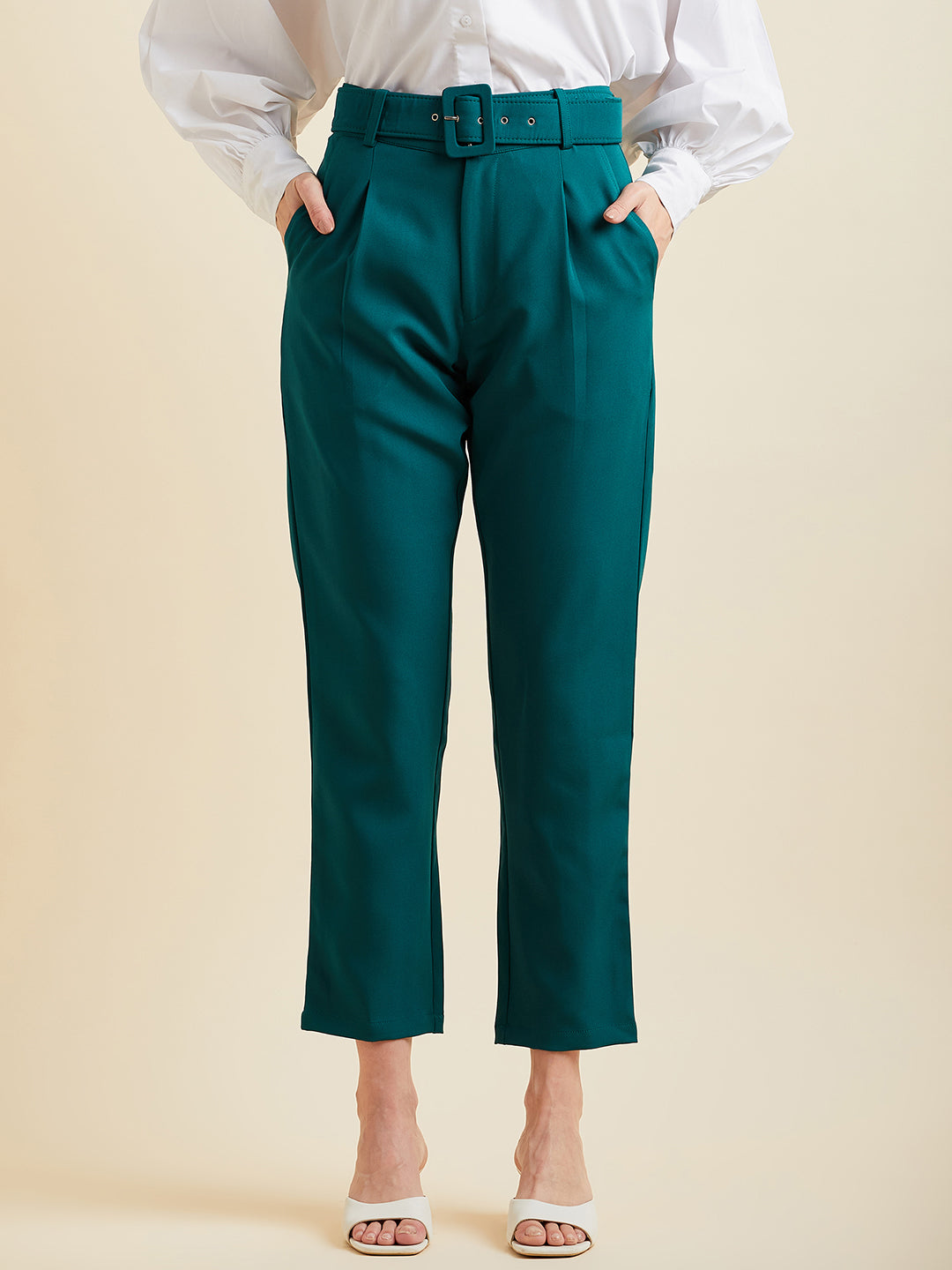 Comfort High-Rise Pleated Formal Peg Trousers