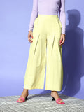 PANIT Women Bright Yellow Solid Wide Leg Trousers