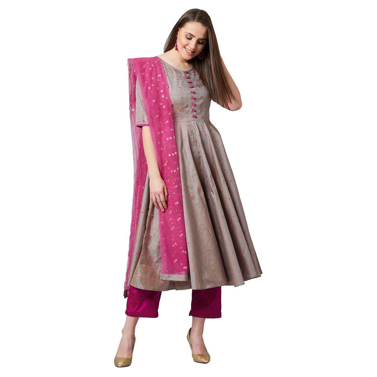 Women Flared Kurta And Pants Set