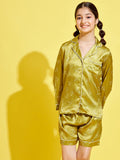 Cherry  Jerry Girls Green  White Printed Night suit