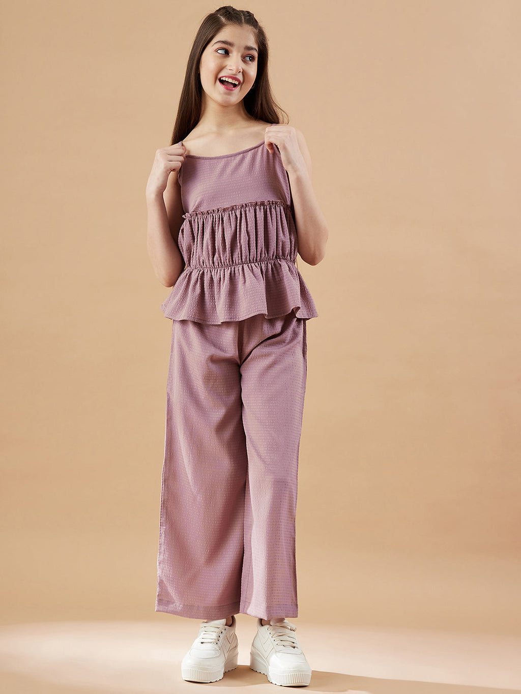 Girls Pink Top with Trousers Set