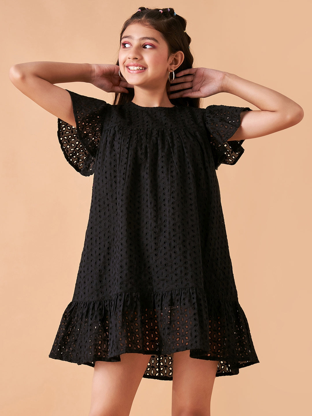 Girls Round Neck Empire Dress