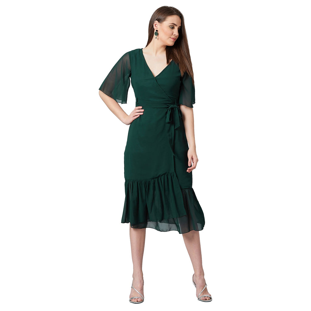 PANIT Women Wrap Midi Dress