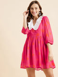 Polka Dots Printed Mini Georgette Fit & Flare Dress