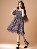 Chevron Printed Smocking A-Line Dress