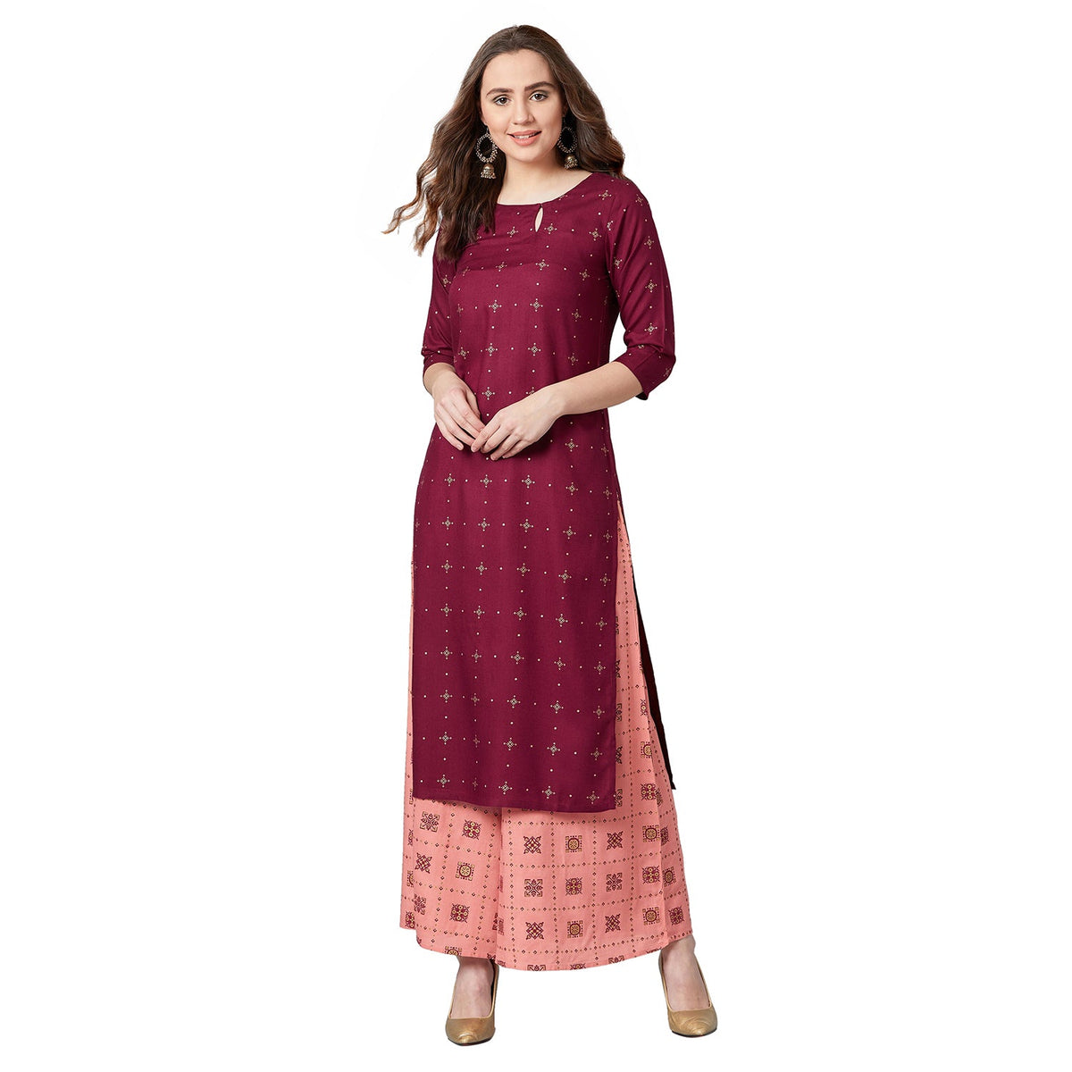 Women Straight Kurta And Palazzo Set