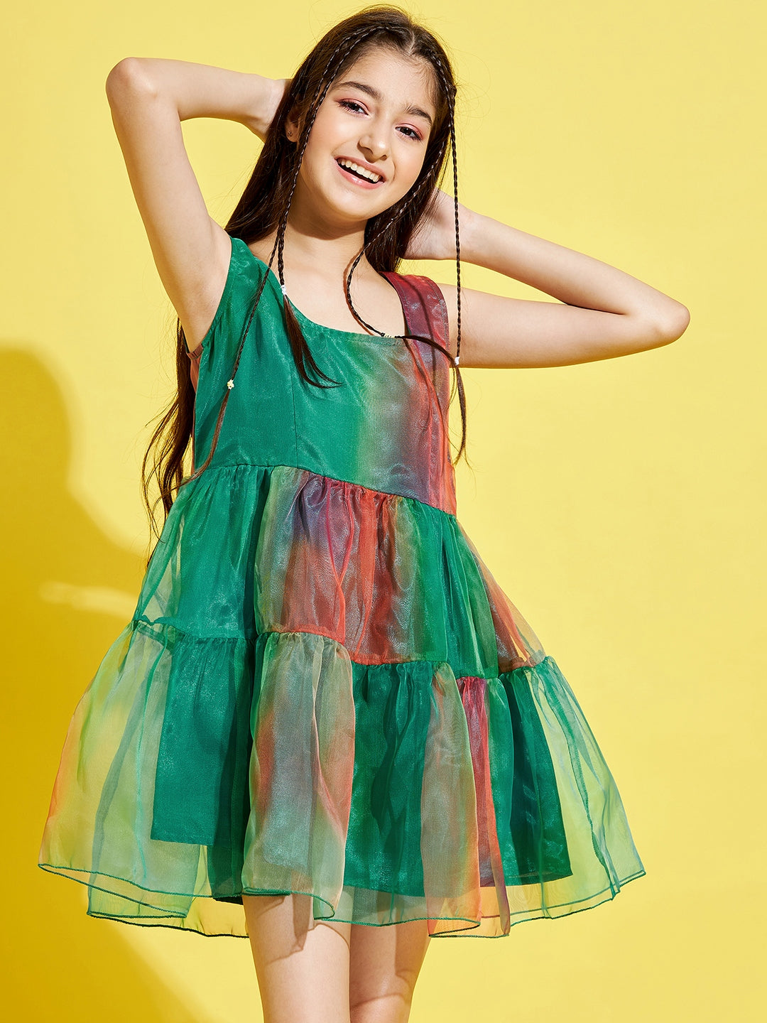 Girls Green & Red Dress