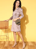 Women Dress Brown Self-Design Bustier Dress