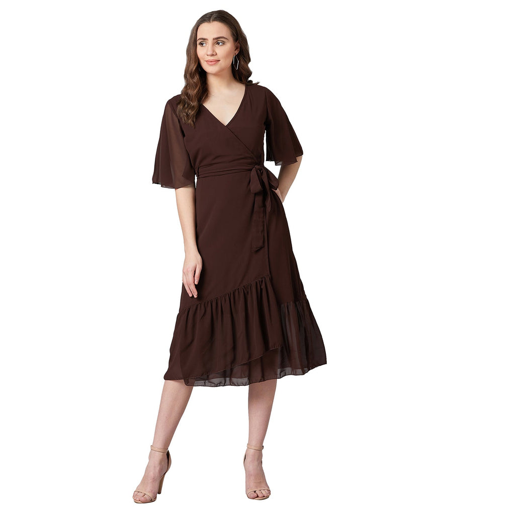 PANIT Women Wrap Midi Dress