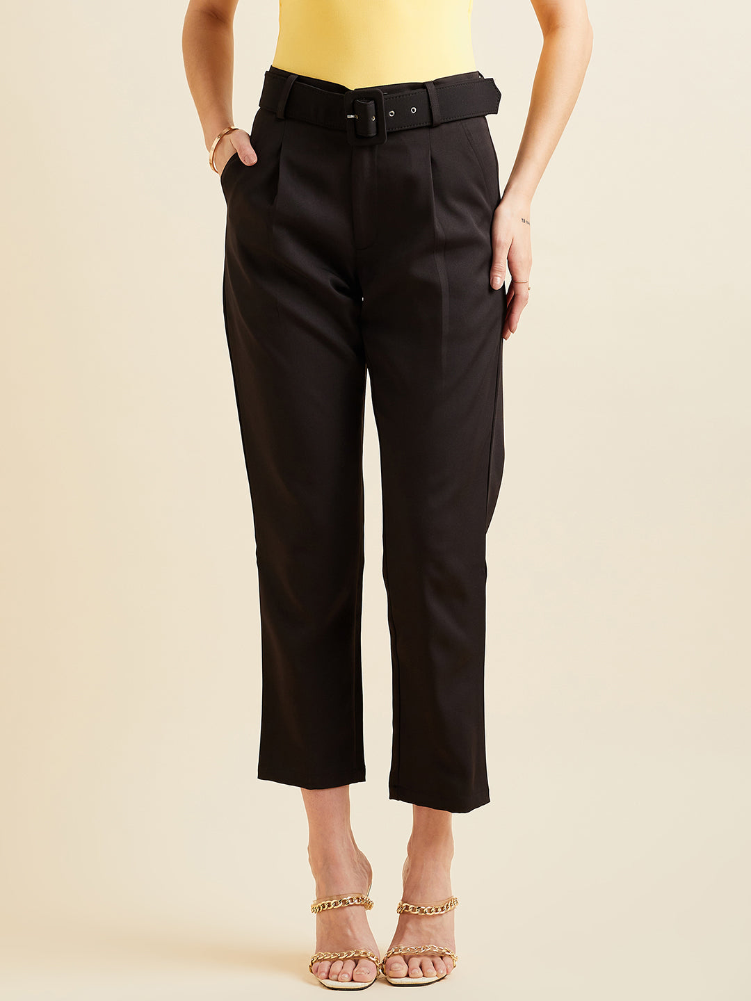 Comfort High-Rise Formal Pleated Peg Trousers